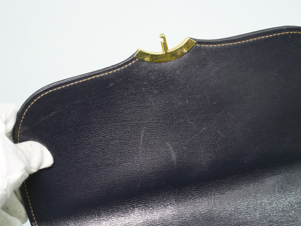 Gucci Vintage Shoulder Bag Leather Navy Leather Shoulder Bag Bag (Pre-Owned)