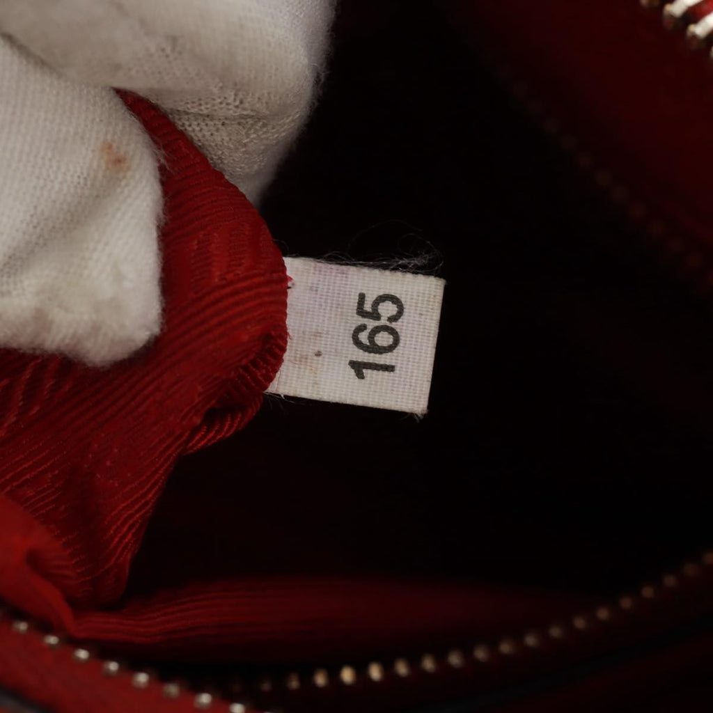 Prada Striped Strap Zip Hobo Vitello Daino Red Leather Shoulder Bag Bag (Pre-Owned)