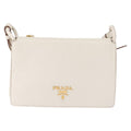 Prada Flap Crossbody Bag Vitello Daino White Leather Shoulder Bag Bag (Pre-Owned)