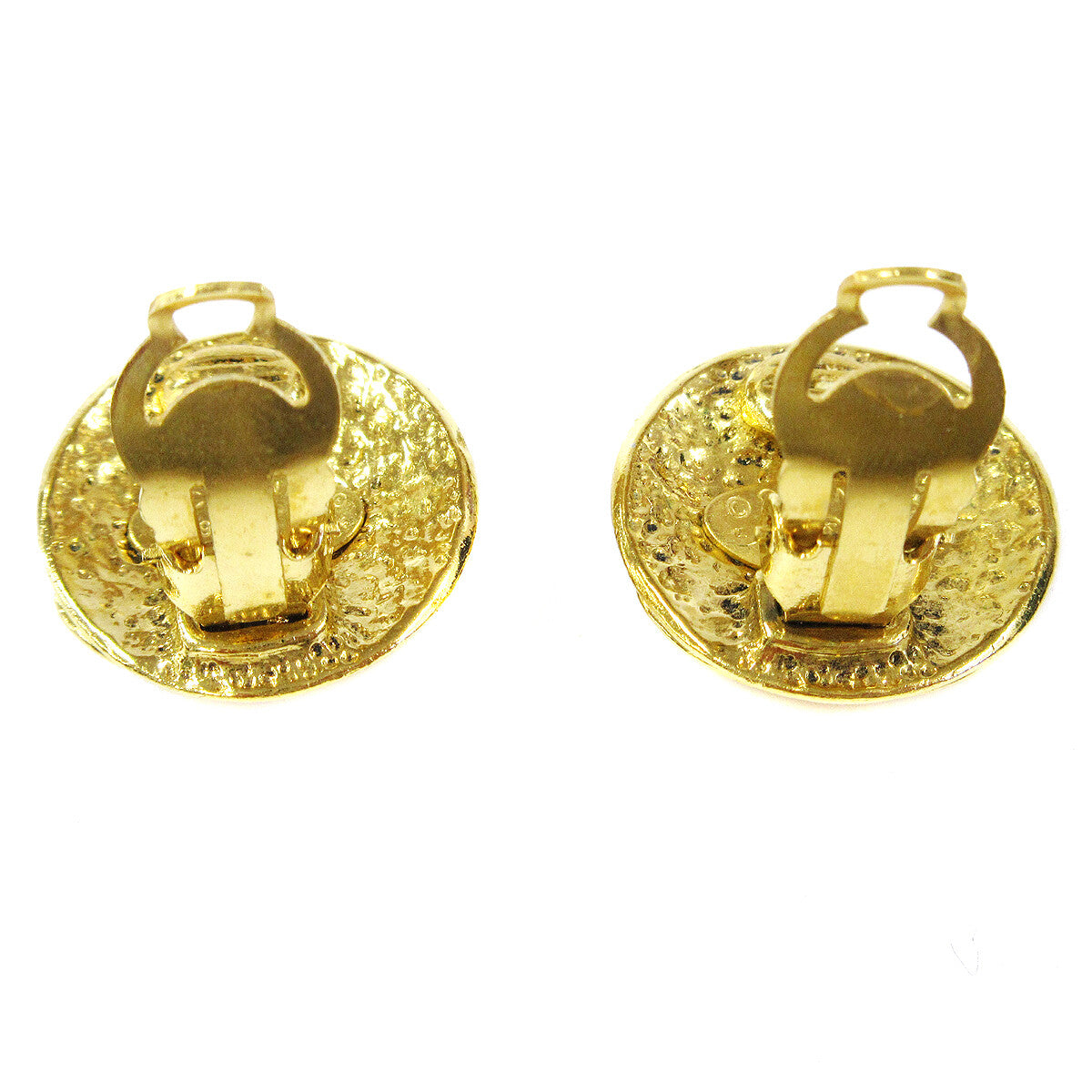 Chanel Cc Button Clip-On Earrings Metal Gold Gold_Plated Earrings Jewelry (Pre-Owned)