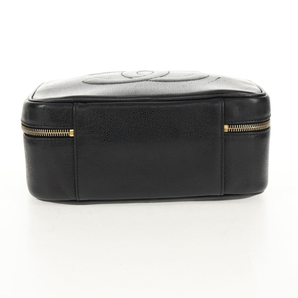 Chanel Vintage Timeless Zip Around Vanity Case Caviar Black Leather Clutche & Pouche Bag (Pre-Owned)
