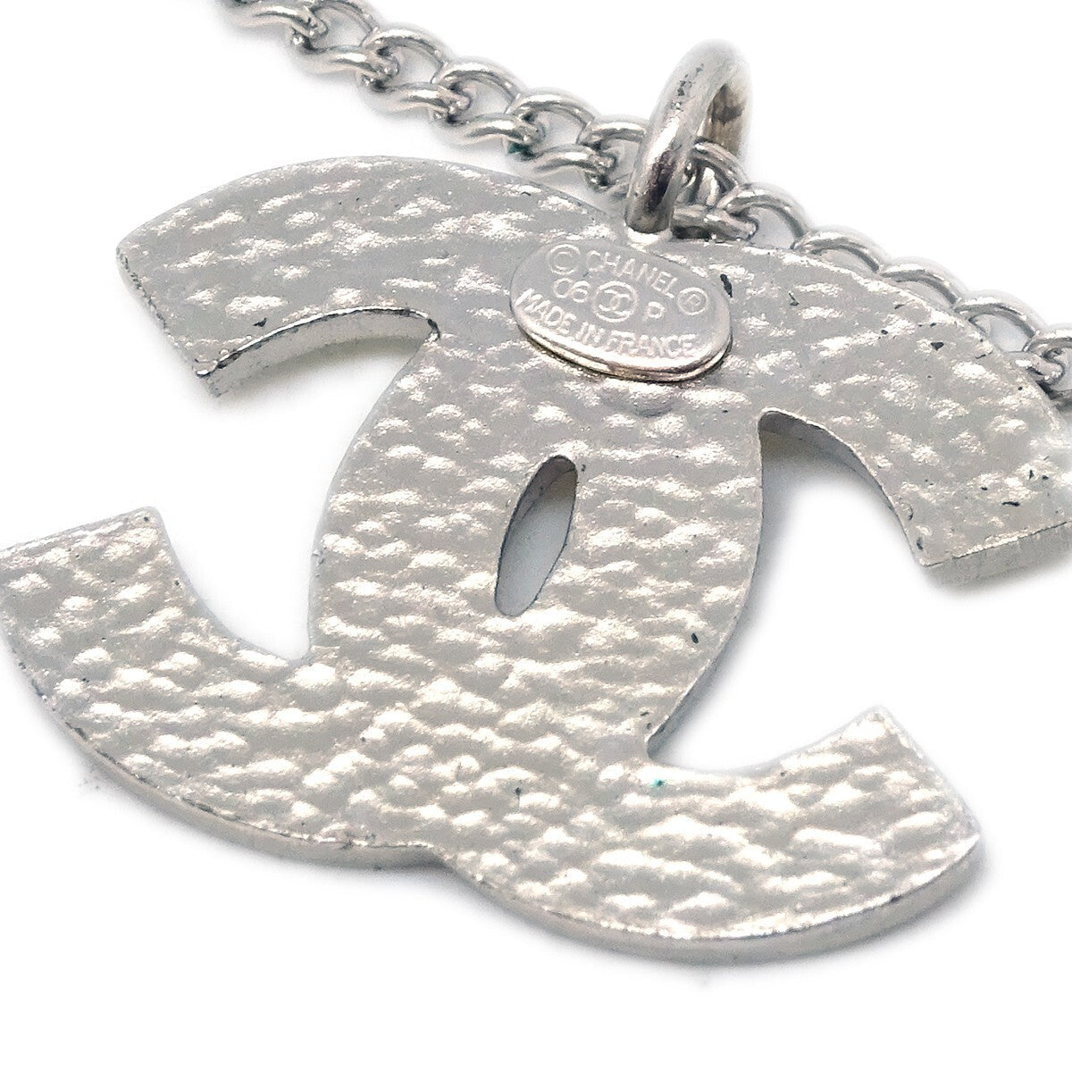 Chanel Cc Logo Pendant Necklace Metal Silver Silver_Plated Necklace Jewelry (Pre-Owned)