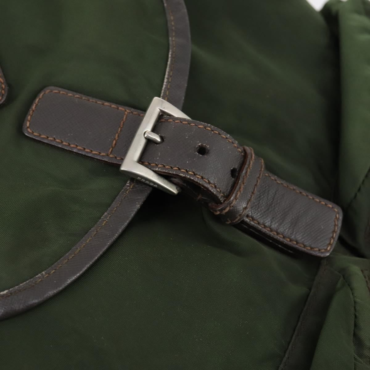 Prada Double Front Pocket Backpack Tessuto Khaki Nylon Backpack Bag (Pre-Owned)