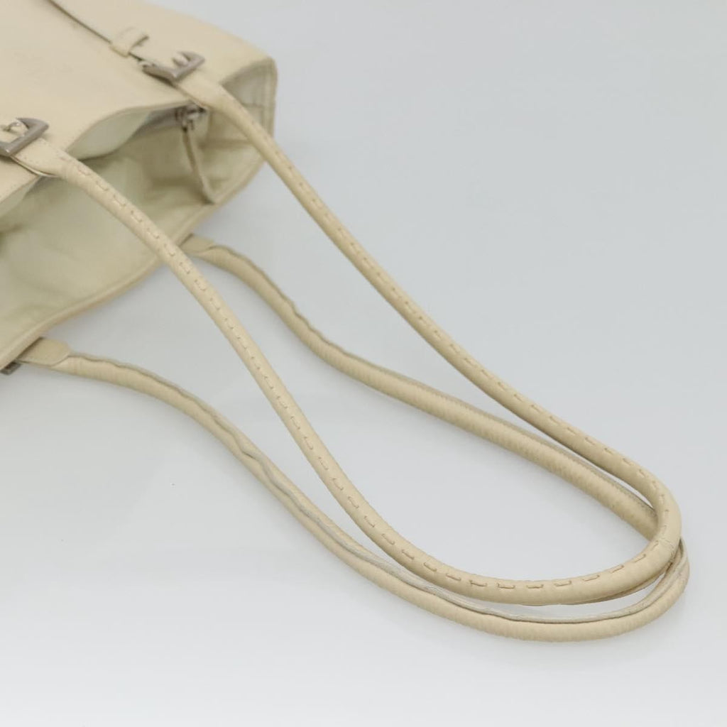 Prada Vintage Shoulder Bag Nylon And Leather White Leather Shoulder Bag Bag (Pre-Owned)
