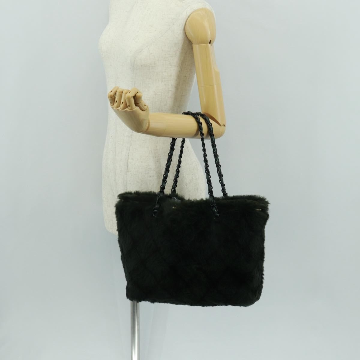 Chanel Chain Tote Lapin Fur Green Fur Tote Bag Bag (Pre-Owned)