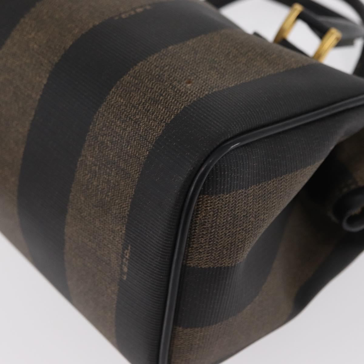 Fendi Vintage Pequin Convertible Boston Bag Coated Canvas Brown Canvas Travel Bag Bag (Pre-Owned)