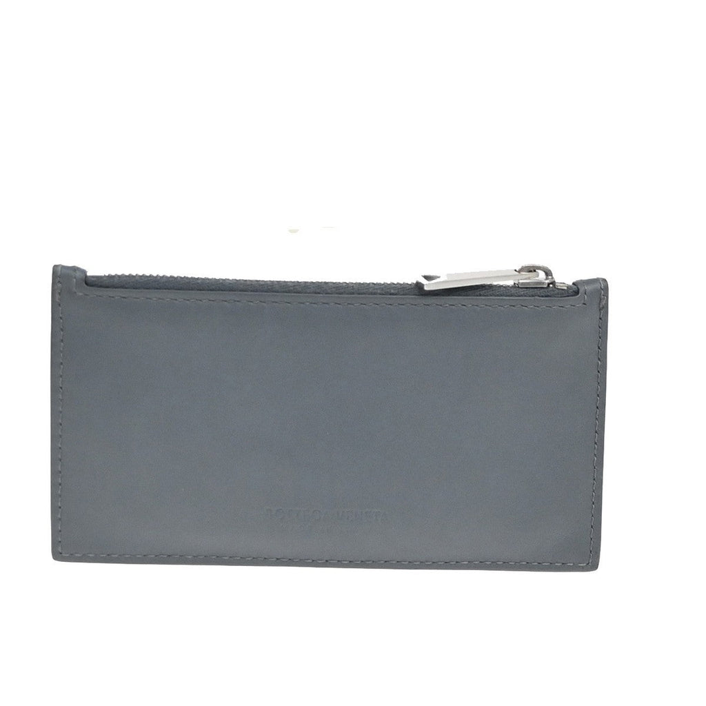 Bottega Veneta Zipped Card Holder Intrecciato Leather Gray Leather Wallets Accessory (Pre-Owned)
