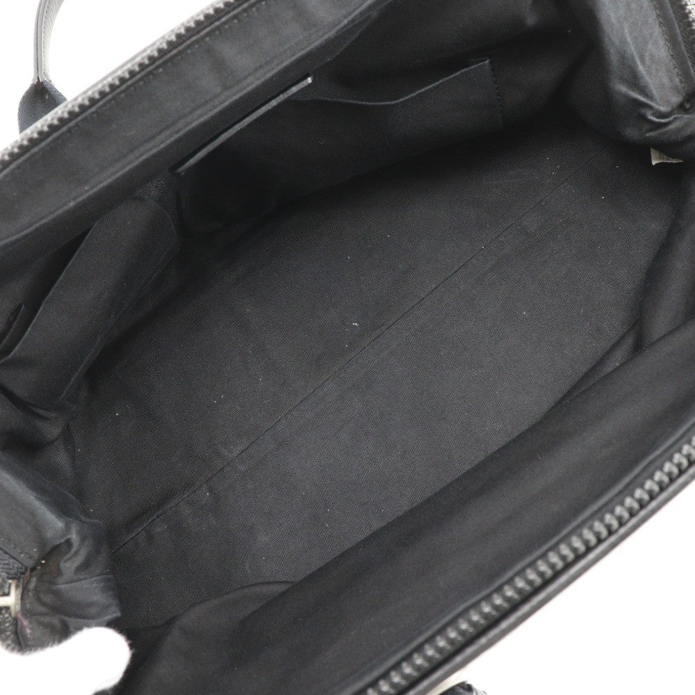 Bottega Veneta Vintage Handbag Leather Gray Canvas Handbag (Pre-Owned)