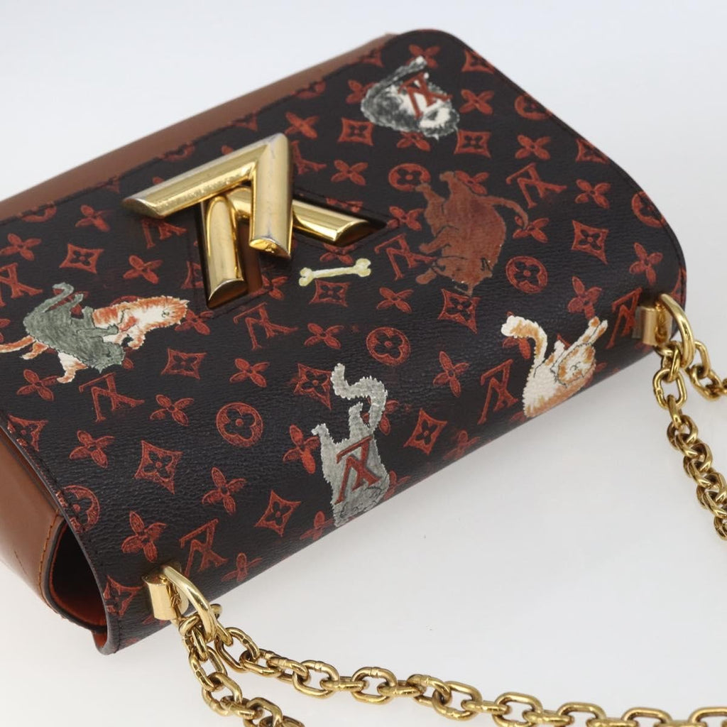 Louis Vuitton Twist Handbag Limited Edition Grace Coddington Catogram Canvas Brown Canvas Shoulder Bag Bag (Pre-Owned)