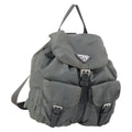 Prada Double Front Pocket Backpack Tessuto Gray Nylon Backpack Bag (Pre-Owned)