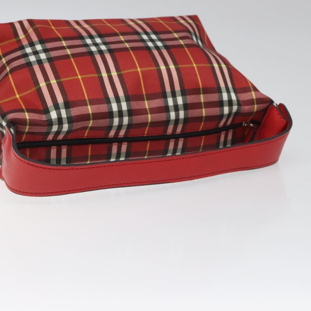 Burberry Nova Check Handbag Leather And Nylon Red Nylon Handbag (Pre-Owned)