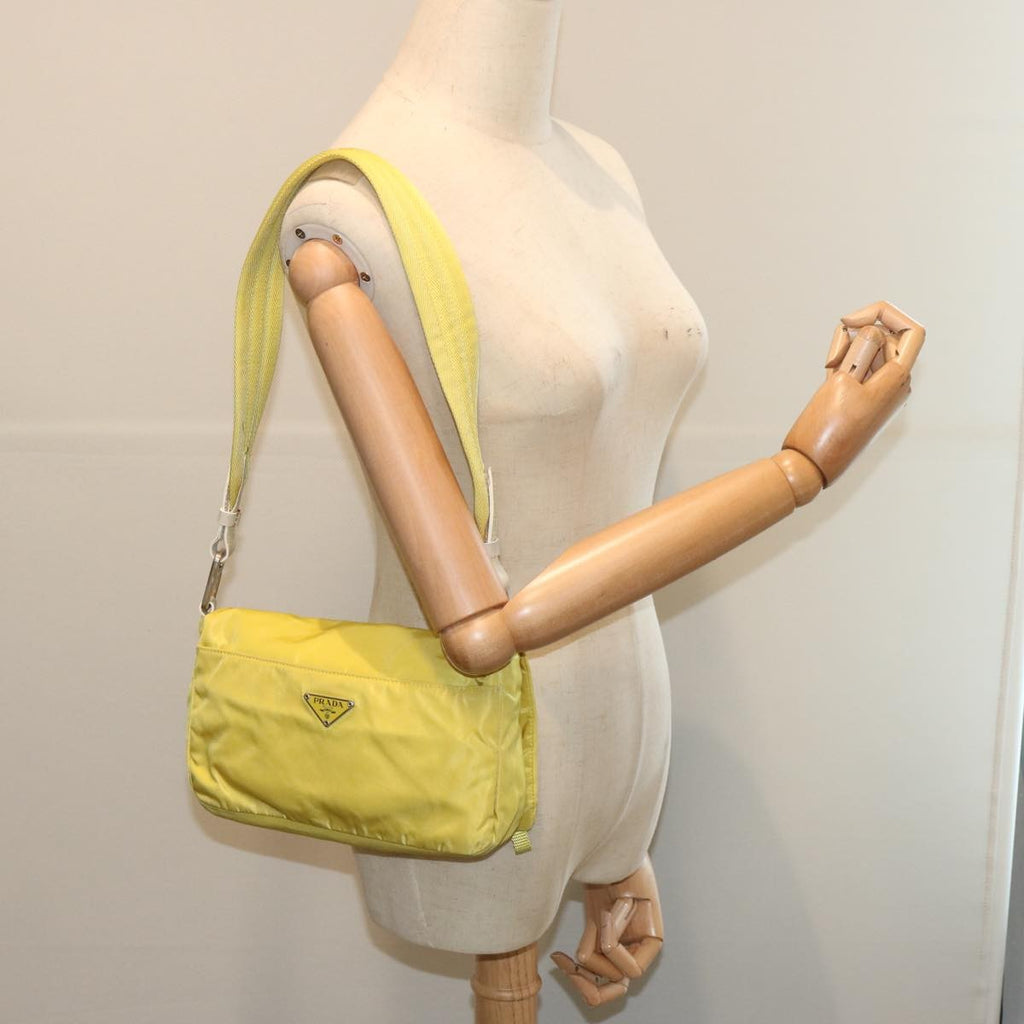 Prada Vintage Shoulder Bag Tessuto Yellow Nylon Shoulder Bag Bag (Pre-Owned)