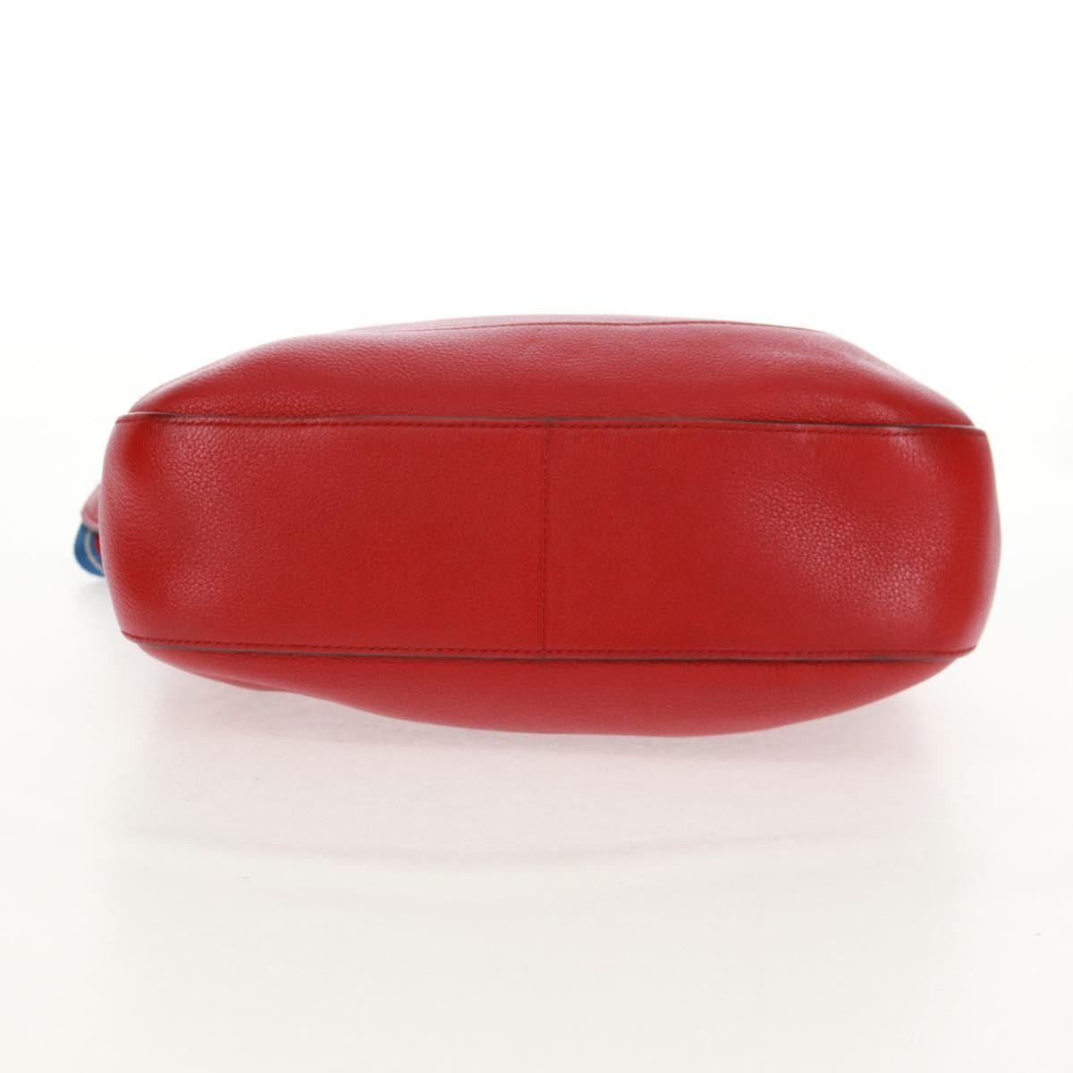 Prada Striped Strap Zip Hobo Vitello Daino Red Leather Shoulder Bag Bag (Pre-Owned)