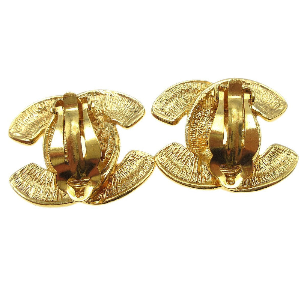Chanel Cc Clip-On Earrings Metal Gold Gold_Plated Earrings Jewelry (Pre-Owned)