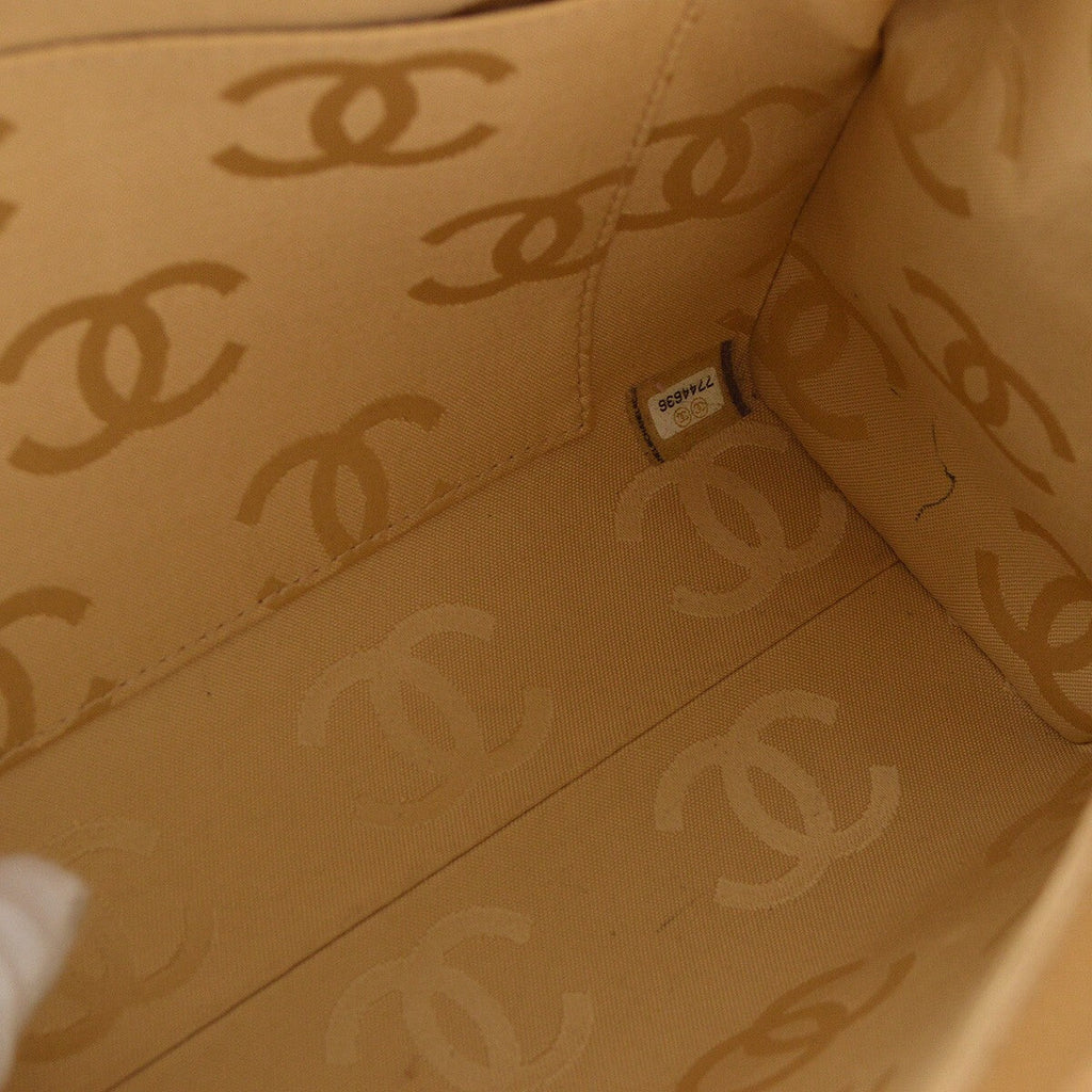 Chanel Vintage Chocolate Bar Zip Around Tote Quilted Calfskin Beige Leather Tote Bag Bag (Pre-Owned)