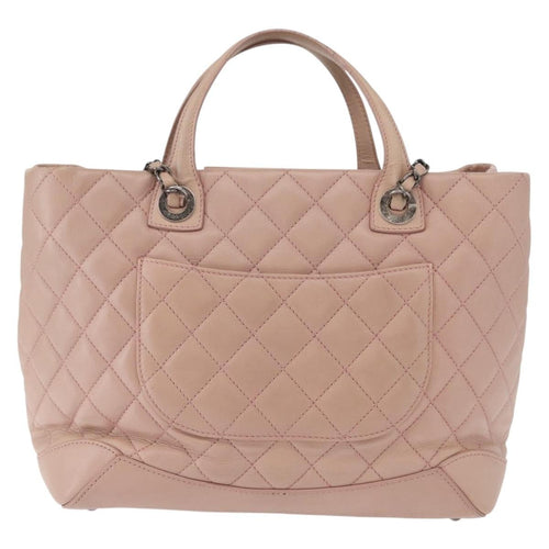 Chanel Easy Shopping Tote Quilted Calfskin Pink Leather Tote Bag Bag (Pre-Owned)