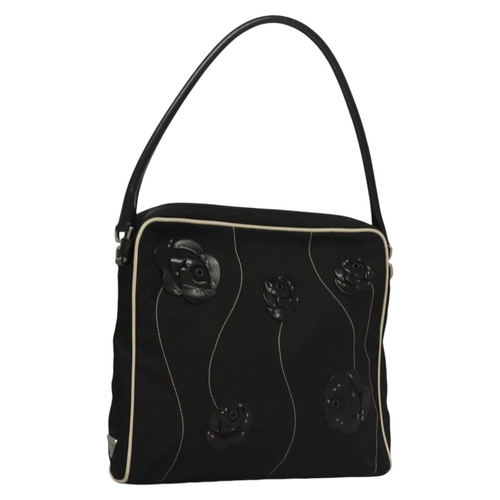 Prada Vintage Shoulder Bag Nylon And Leather Black Nylon Shoulder Bag Bag (Pre-Owned)