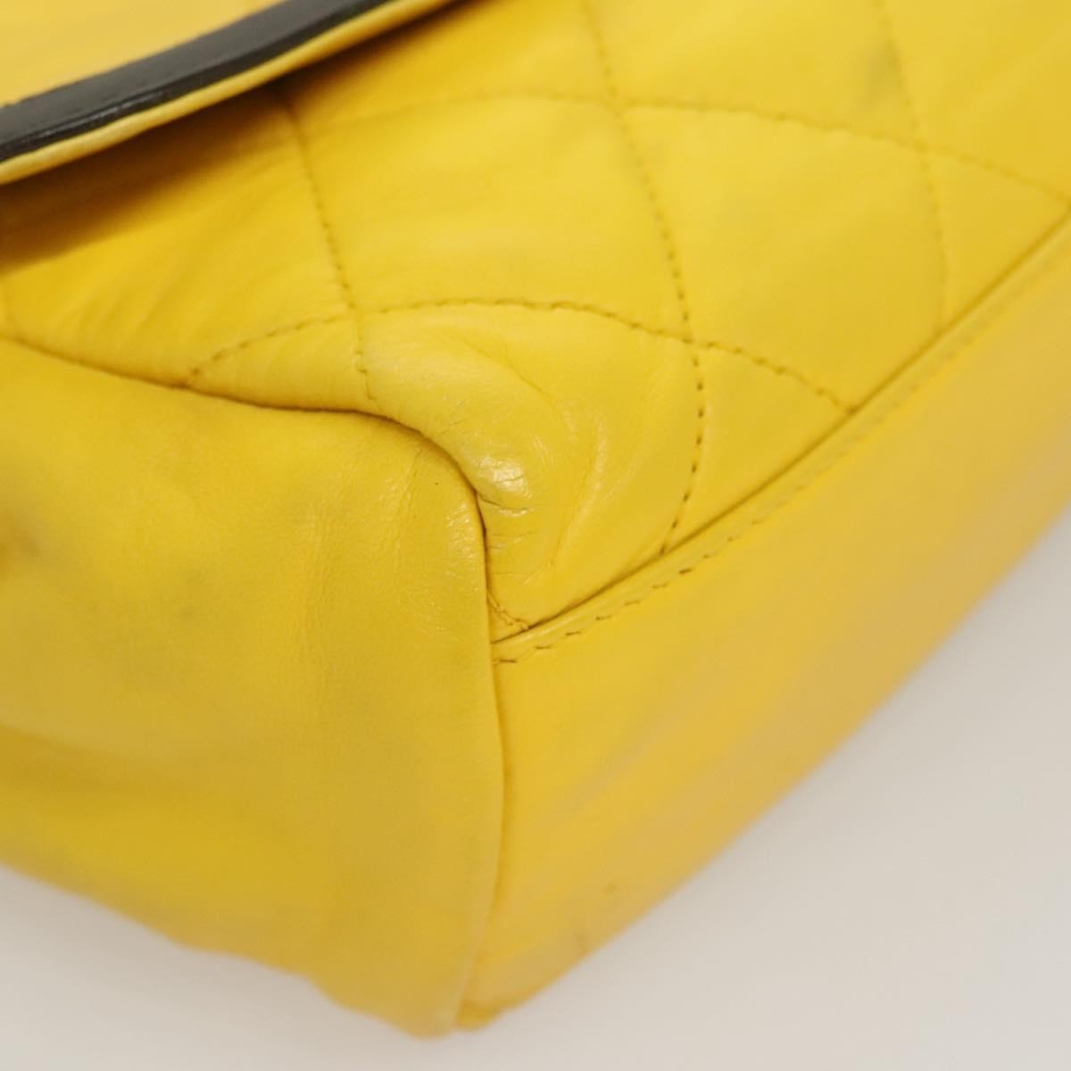 Chanel Two Tone Mademoiselle Lock Flap Bag Quilted Lambskin Yellow Leather Shoulder Bag Bag (Pre-Owned)