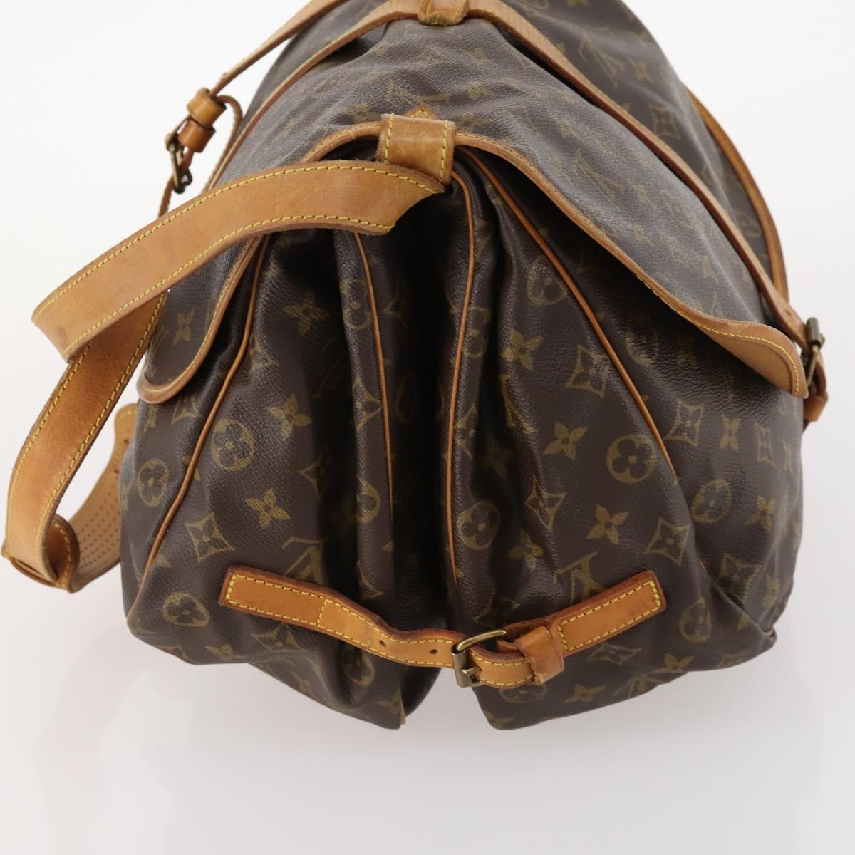 Louis Vuitton Saumur Handbag Monogram Canvas Brown Canvas Shoulder Bag Bag (Pre-Owned)