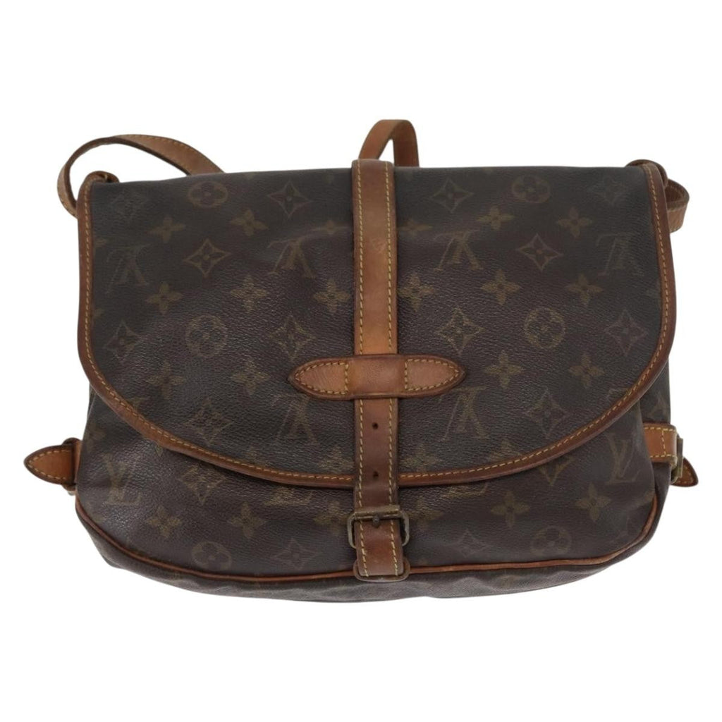 Louis Vuitton Saumur Handbag Monogram Canvas Brown Canvas Shoulder Bag Bag (Pre-Owned)