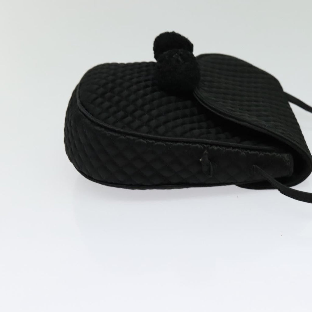 Bottega Veneta Intrecciato Clutch Bag Calfskin Black Satin Shoulder Bag Bag (Pre-Owned)
