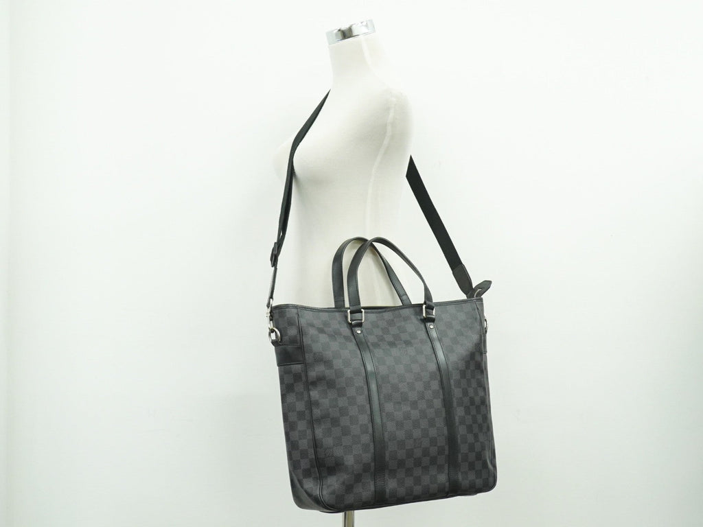 Louis Vuitton Tadao Handbag Damier Graphite Black Canvas Tote Bag Bag (Pre-Owned)