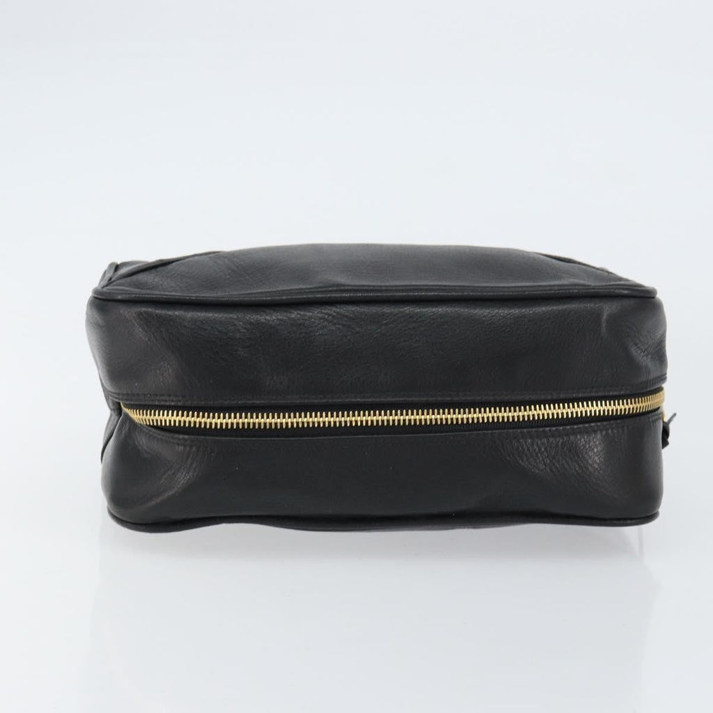 Chanel Vintage Toiletry Pouch Leather Black Leather Clutche & Pouche Bag (Pre-Owned)