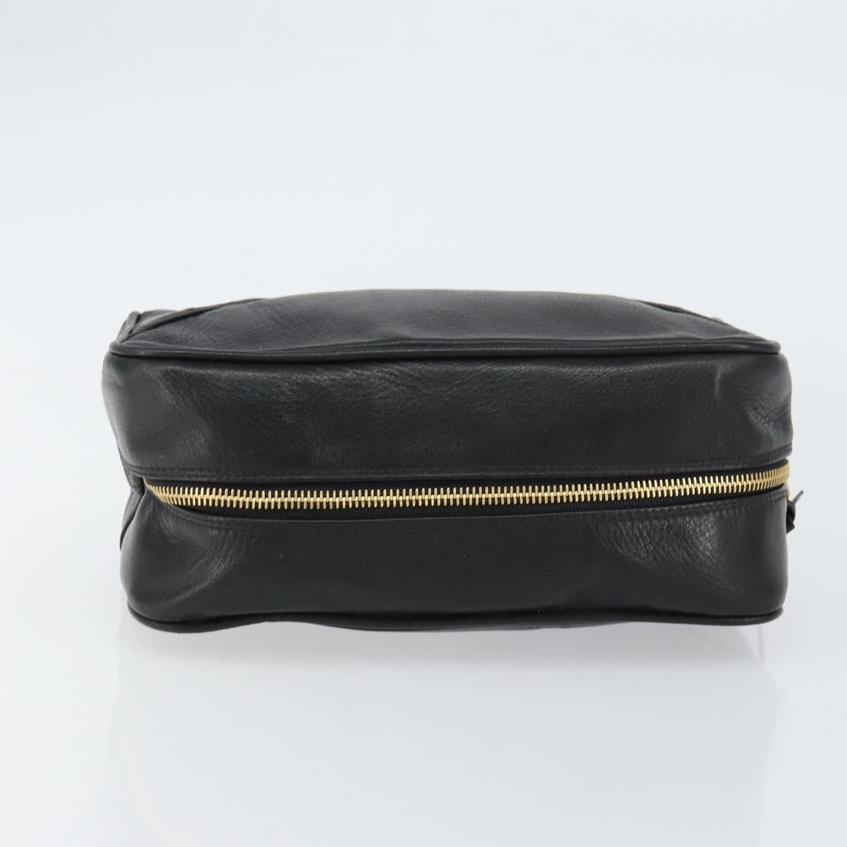 Chanel Vintage Toiletry Pouch Leather Black Leather Clutche & Pouche Bag (Pre-Owned)