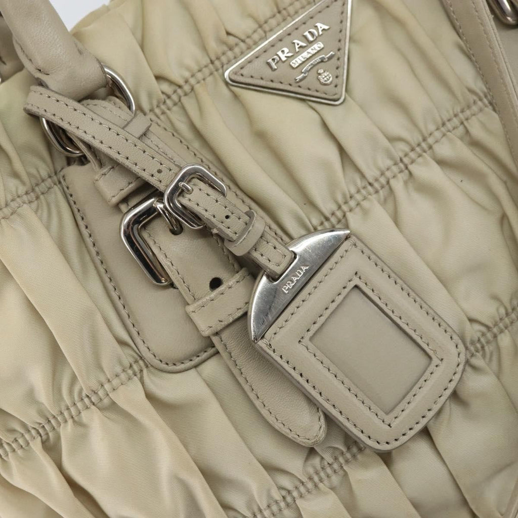 Prada Gaufre Convertible Tote Tessuto Beige Nylon Tote Bag Bag (Pre-Owned)