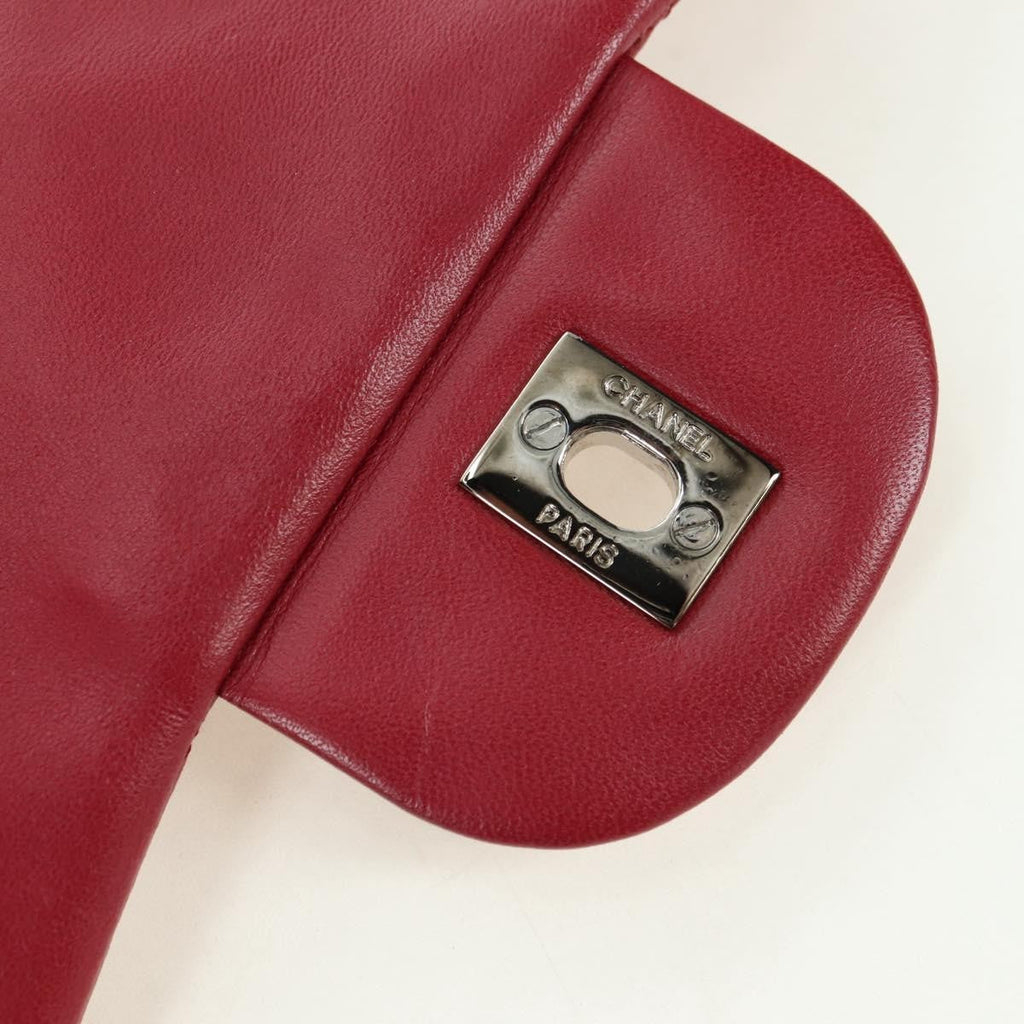 Chanel Classic Single Flap Bag Quilted Lambskin Red Leather Shoulder Bag Bag (Pre-Owned)