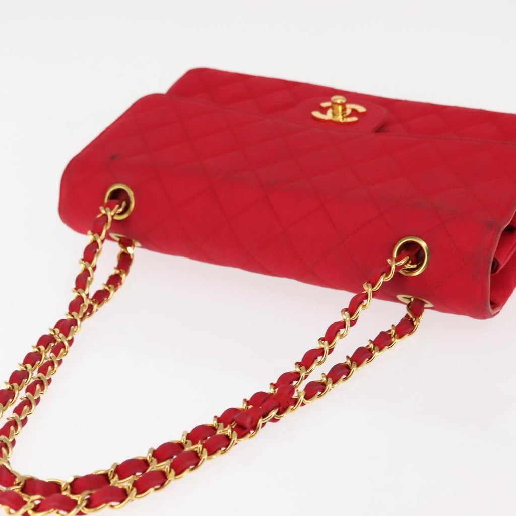 Chanel Timeless - Classic Double Flap Bag Quilted Satin Red Satin Shoulder Bag Bag (Pre-Owned)