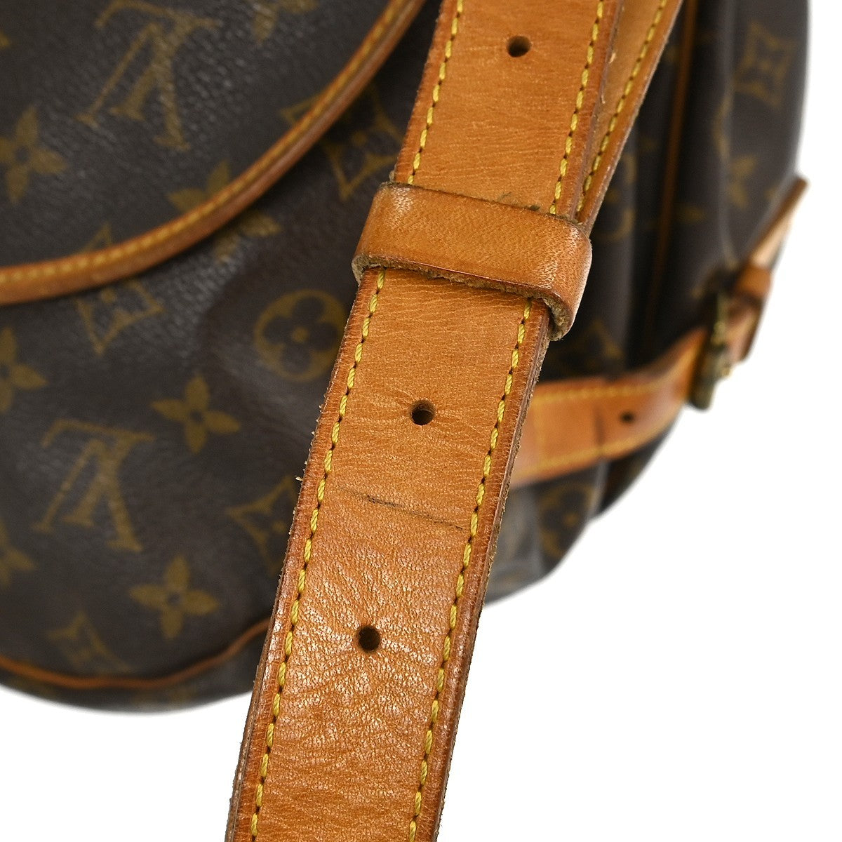 Louis Vuitton Saumur Handbag Monogram Canvas Brown Canvas Shoulder Bag Bag (Pre-Owned)