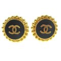 Chanel Cc Round Stud Earrings Metal And Enamel Gold Gold_Plated Earrings Jewelry (Pre-Owned)