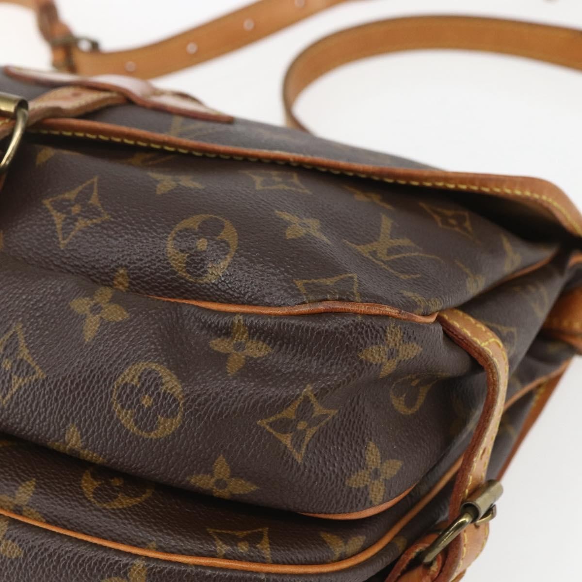 Louis Vuitton Saumur Handbag Monogram Canvas Brown Canvas Shoulder Bag Bag (Pre-Owned)
