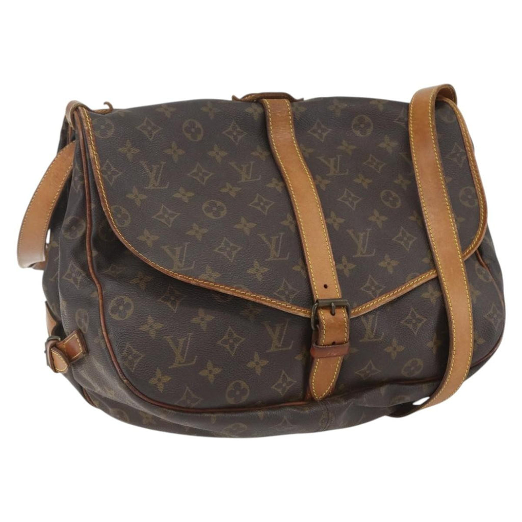 Louis Vuitton Saumur Handbag Monogram Canvas Brown Canvas Shoulder Bag Bag (Pre-Owned)
