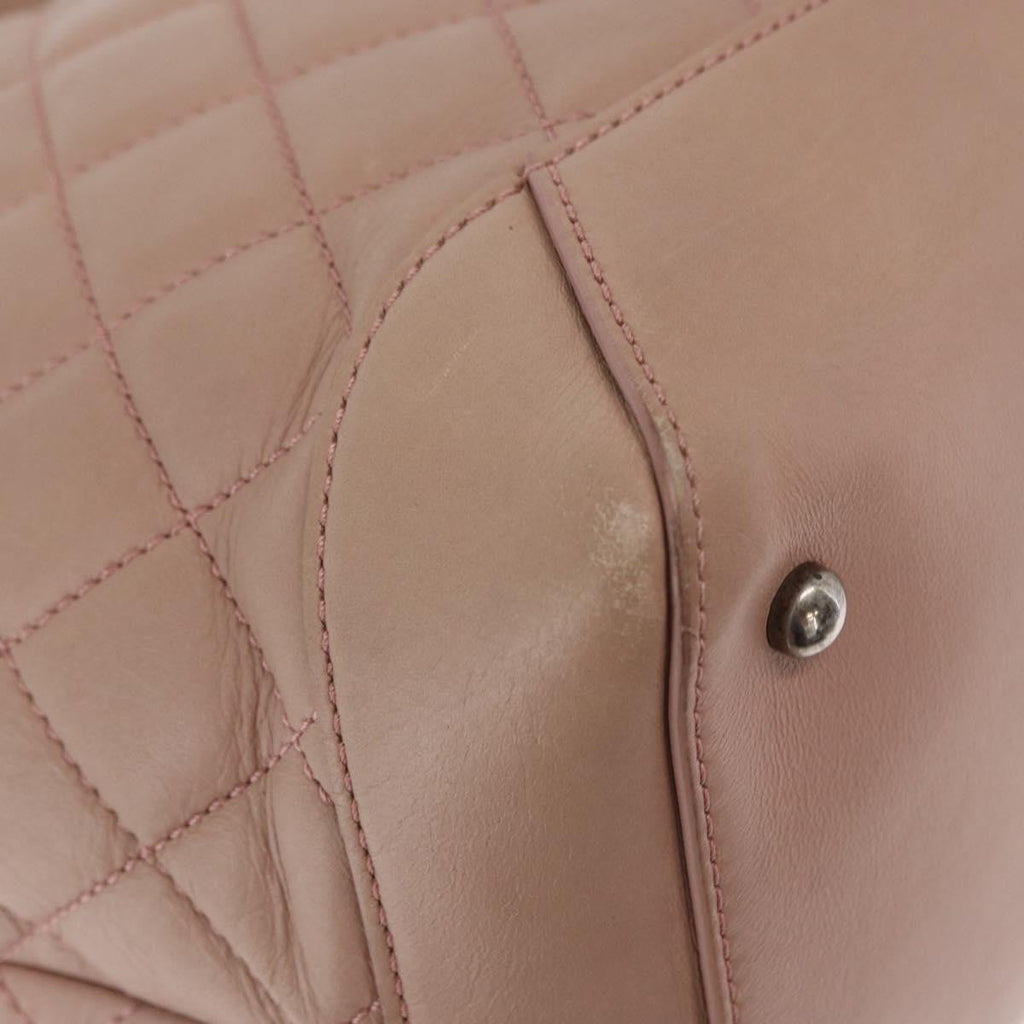 Chanel Easy Shopping Tote Quilted Calfskin Pink Leather Tote Bag Bag (Pre-Owned)