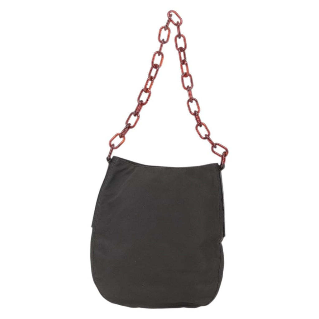 Prada Resin Chain Shoulder Bag Nylon Brown Nylon Shoulder Bag Bag (Pre-Owned)