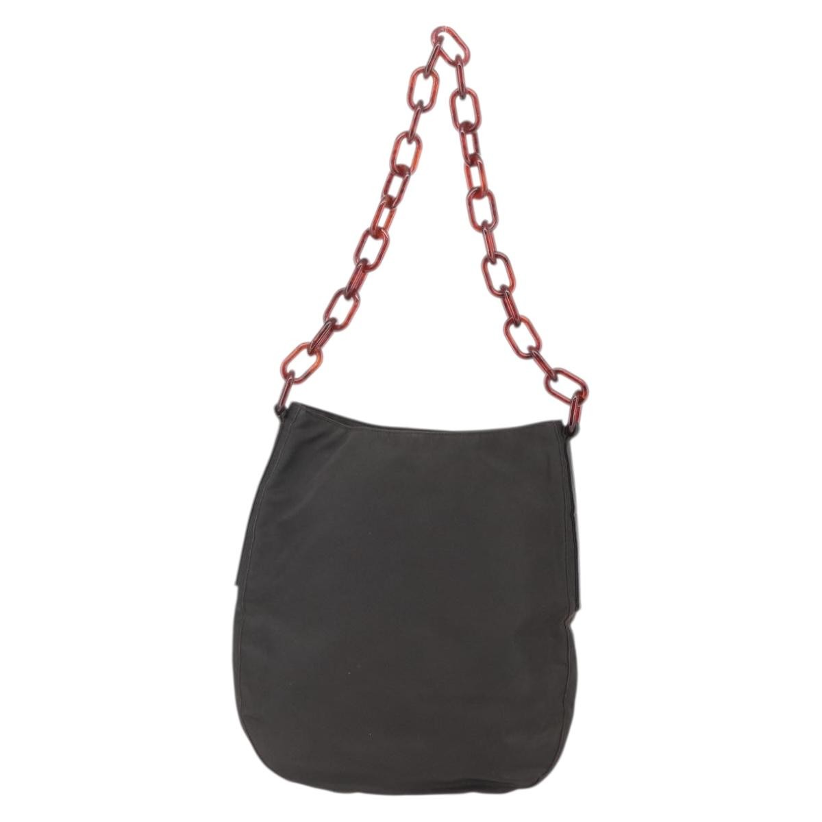 Prada Resin Chain Shoulder Bag Nylon Brown Nylon Shoulder Bag Bag (Pre-Owned)