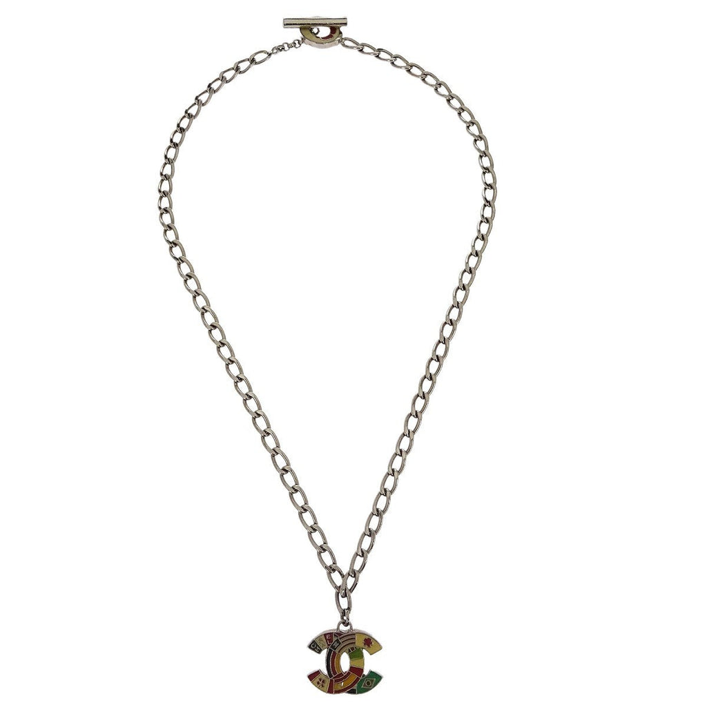 Chanel Cc Pendant Necklace Metal Silver Silver_Plated Necklace Jewelry (Pre-Owned)