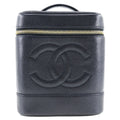 Chanel Vintage Timeless Cosmetic Case Caviar Black Leather Handbag (Pre-Owned)