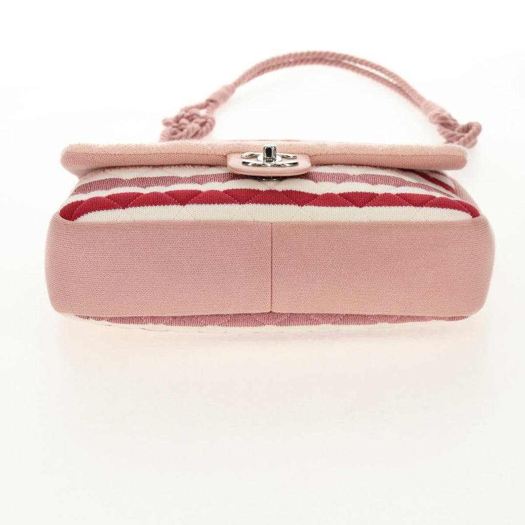 Chanel Vintage Flap Shoulder Bag Canvas Pink Leather Handbag (Pre-Owned)