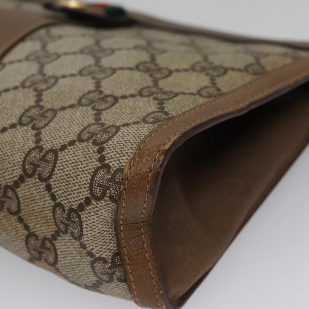 Gucci Sherry Line Pouch Canvas Beige Canvas Clutche & Pouche Bag (Pre-Owned)