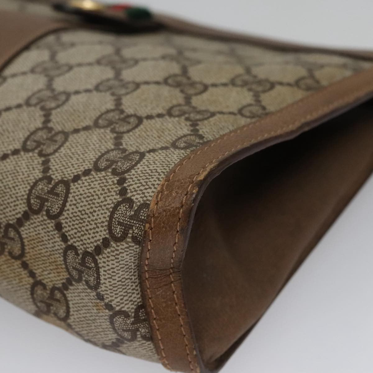 Gucci Sherry Line Pouch Canvas Beige Canvas Clutche & Pouche Bag (Pre-Owned)