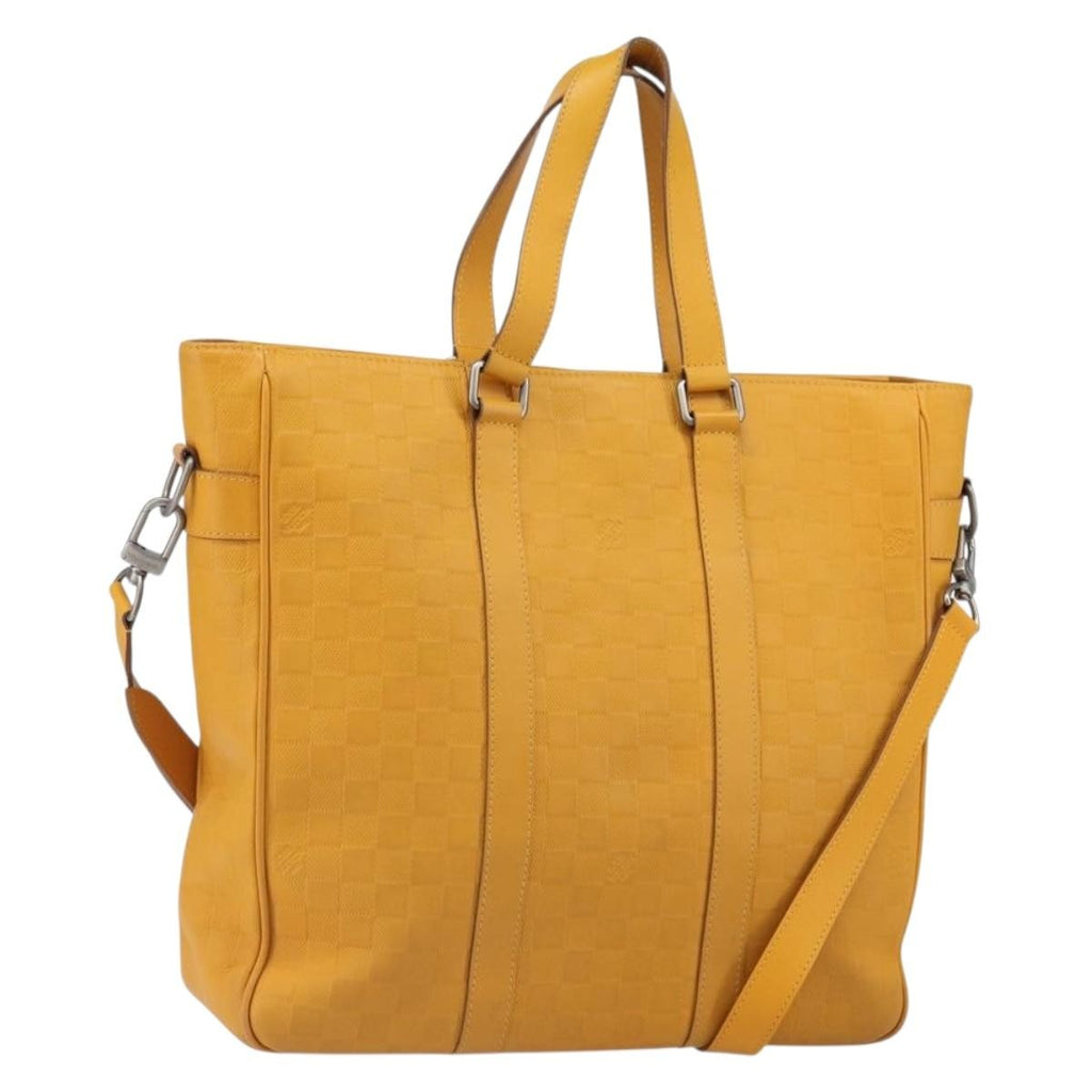 Louis Vuitton Tadao Handbag Damier Infini Leather Yellow Leather Handbag (Pre-Owned)
