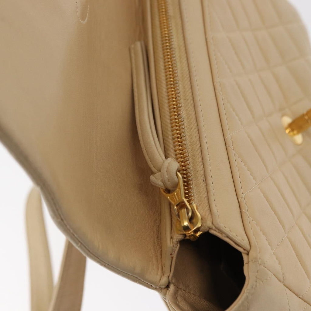 Chanel Vintage Classic Flap Backpack Quilted Lambskin Beige Leather Backpack Bag (Pre-Owned)