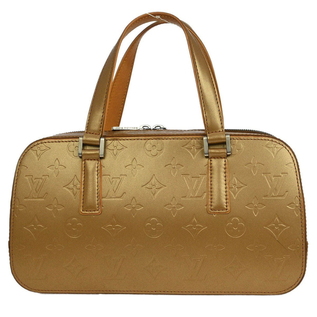 Louis Vuitton Mat Shelton Handbag Monogram Vernis Beige Leather Handbag (Pre-Owned)
