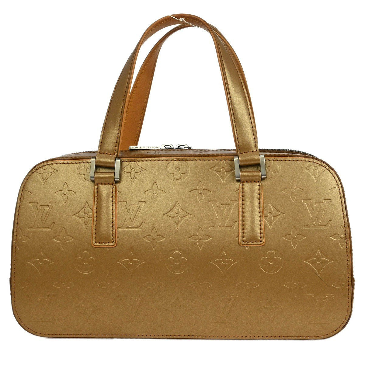 Louis Vuitton Mat Shelton Handbag Monogram Vernis Beige Leather Handbag (Pre-Owned)