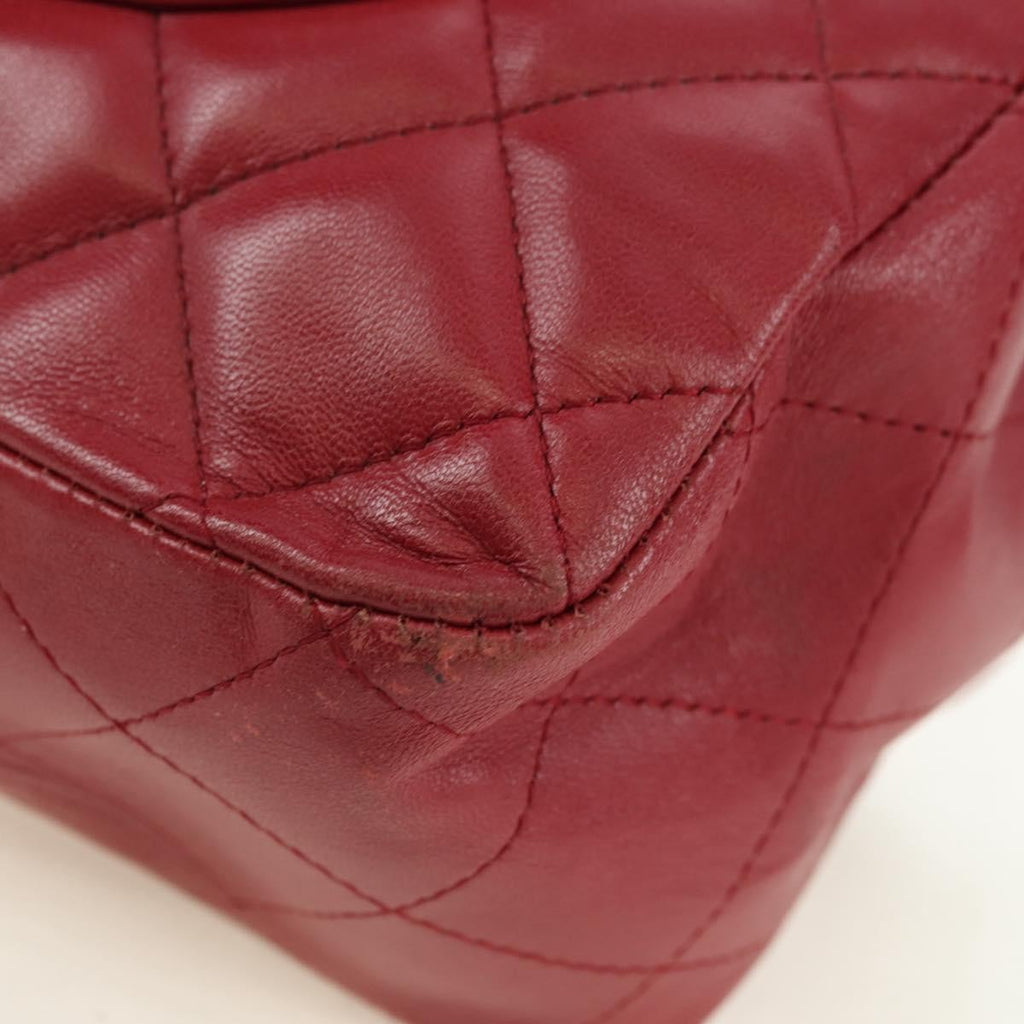 Chanel Classic Single Flap Bag Quilted Lambskin Red Leather Shoulder Bag Bag (Pre-Owned)