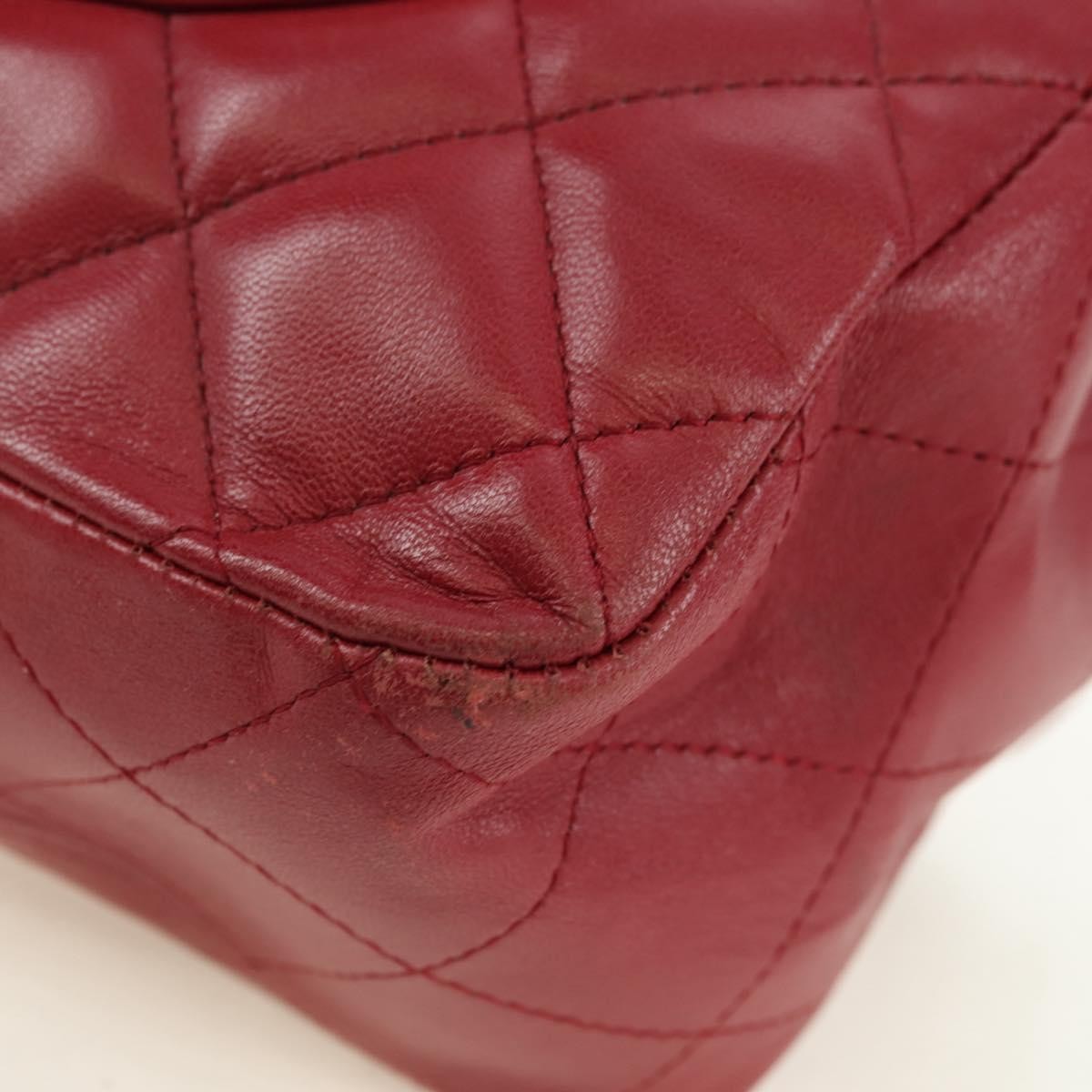 Chanel Classic Single Flap Bag Quilted Lambskin Red Leather Shoulder Bag Bag (Pre-Owned)