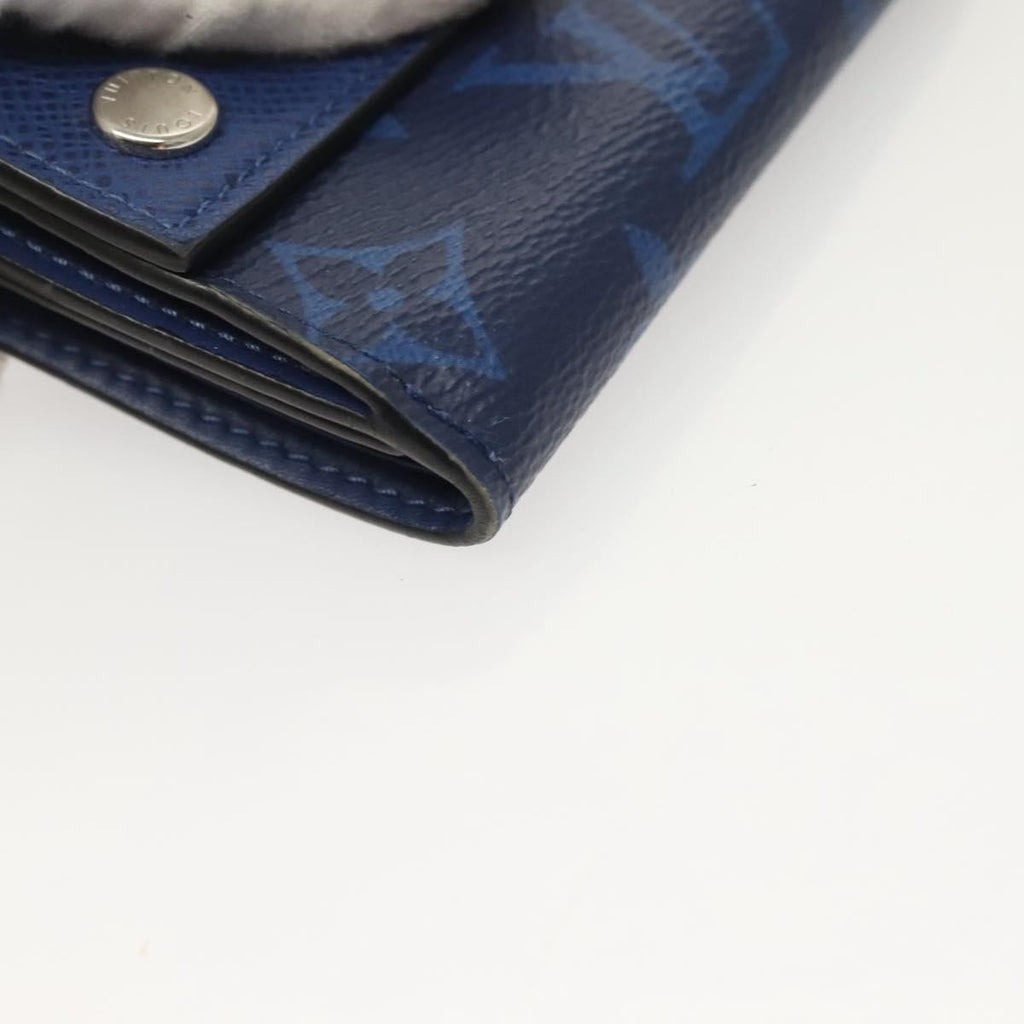 Louis Vuitton Discovery Wallet Monogram Taigarama Blue Leather Wallets Accessory (Pre-Owned)
